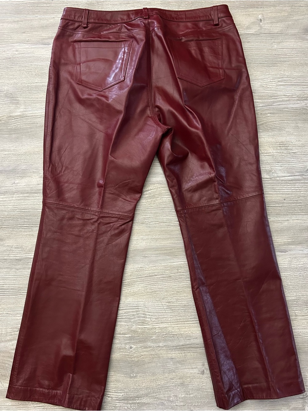 Vintage GAP Fall 2000 Burgundy Genuine Leather Bootcut Pants Women’s Size 20 - Picture 10 of 13